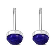 Lapis Lazuli Round Sterling Silver Stud Earrings, e440st